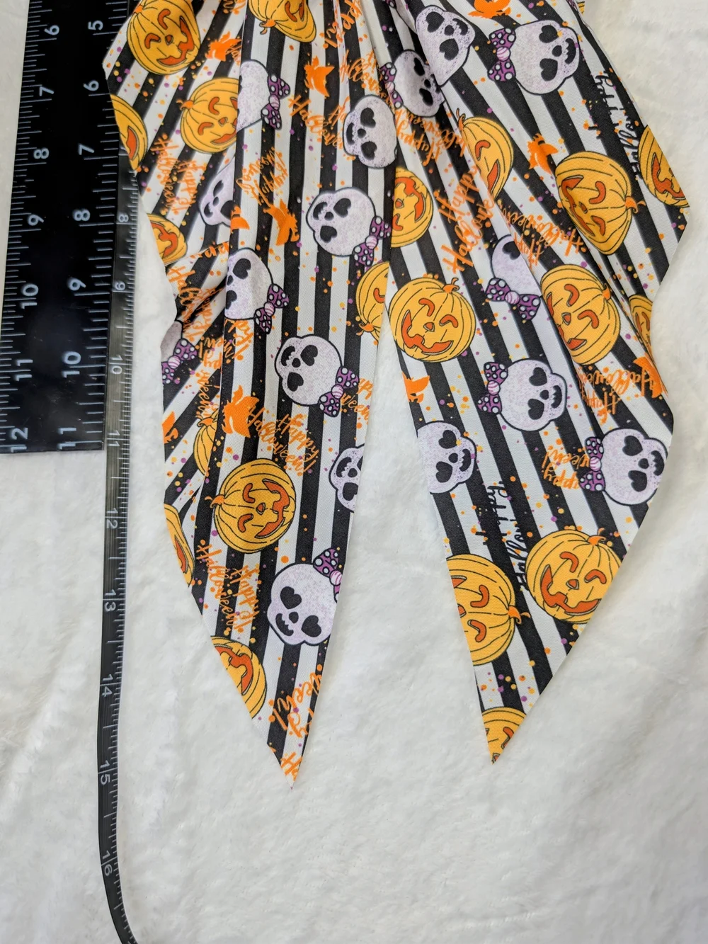 Halloween Pumpkin & Skull Long tailed Hairbow
